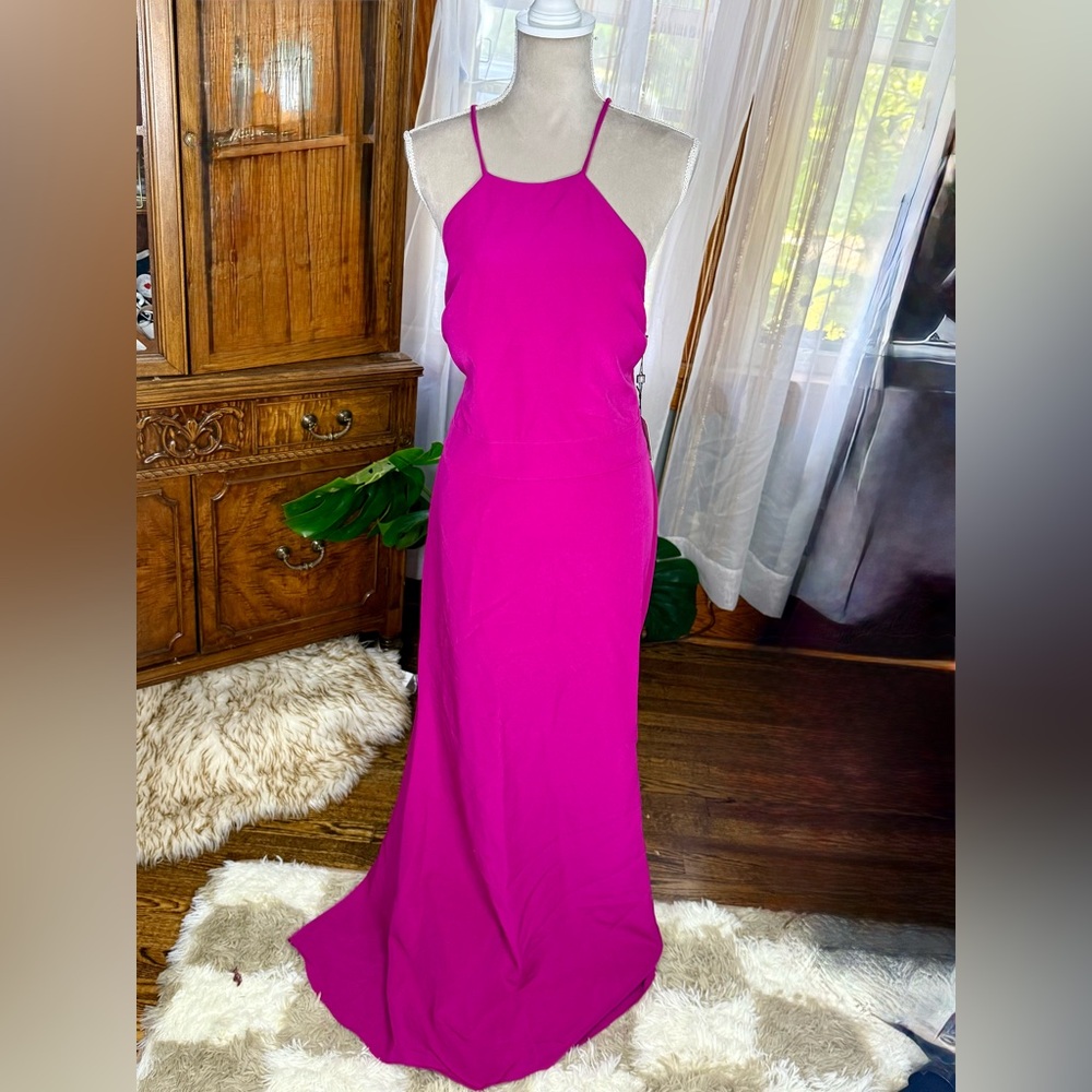 Laundry By Shelli Segal Fuchsia Back Cutout Maxi Dress